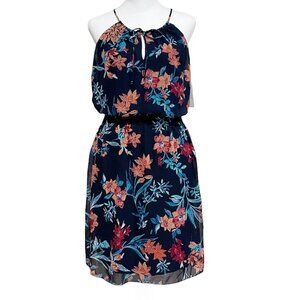 NWT Women Floral Spaghetti Strap Neck Tie Dress